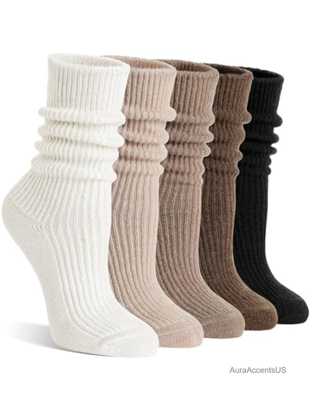 Merino Wool Slouch Boot Socks Warm Winter Thermal Scrunch Cozy Knit 5 Pairs
